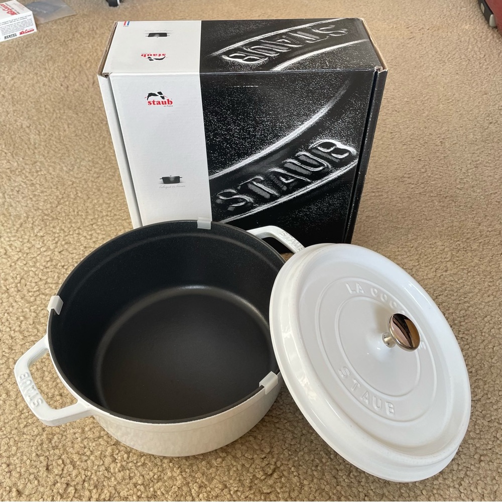 COPY - Staub 4Qt. Enameled Cast Iron Round Dutch Oven - White